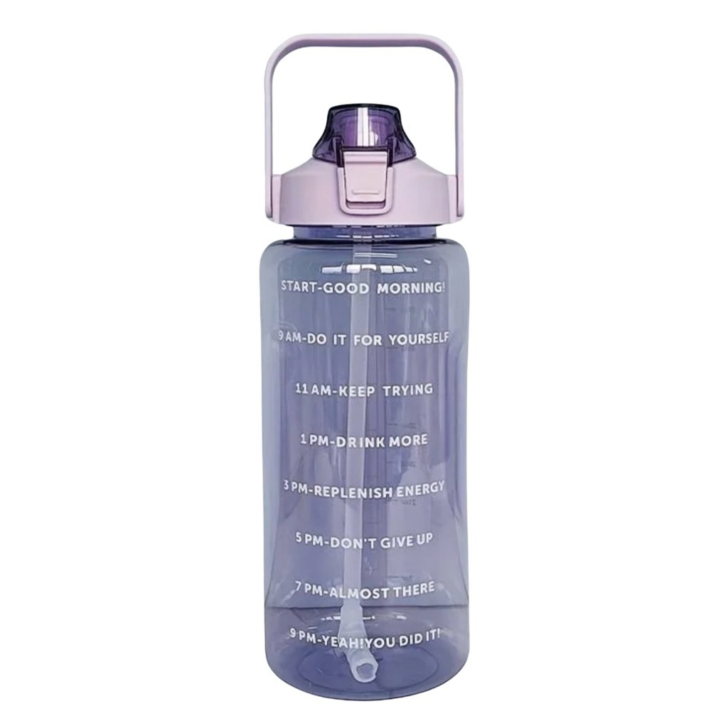 2000ml Motivational Water Bottle – 67oz with Time Markers & Straw